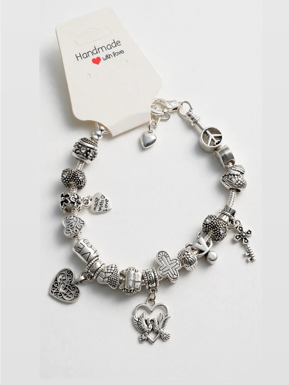 Charm Bracelet - Women's Heart & Dangle Charms